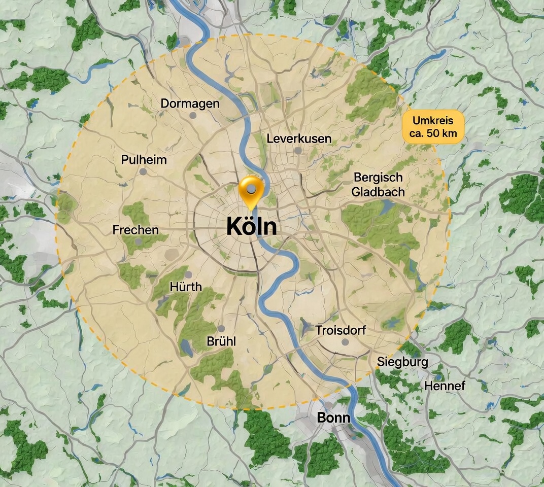 Karte Köln & Umgebung 50km